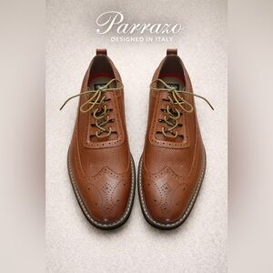 NEW Parrazo Designed in Italy Cognac Brown Brogue Dress Shoes Men’s Size 12 NWOB